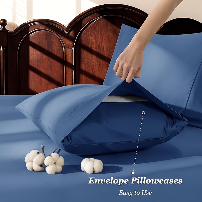 LBRO2M 1000 Thread Count 100% Cotton Sheets Set, Full Size Bed Sheet 4 Piece - Image 6