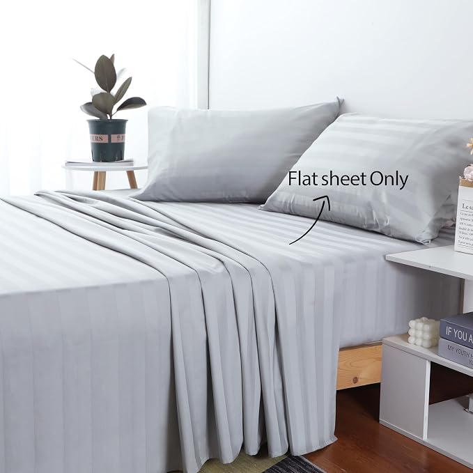 Cotton Cal King Flat Sheet Only, 600 Thread Count 100% Egyptian Cotton Top - Image 2