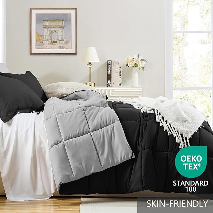Homelike Moment Twin Comforter Set Black, Comforter Twin Size Bed Set, - Image 3