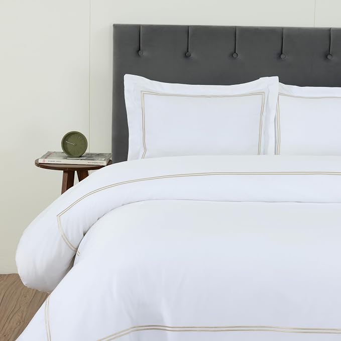 Dreamology White Duvet Cover Luxury Hotel Quality Bedding Set 100% Cotton - Image 2