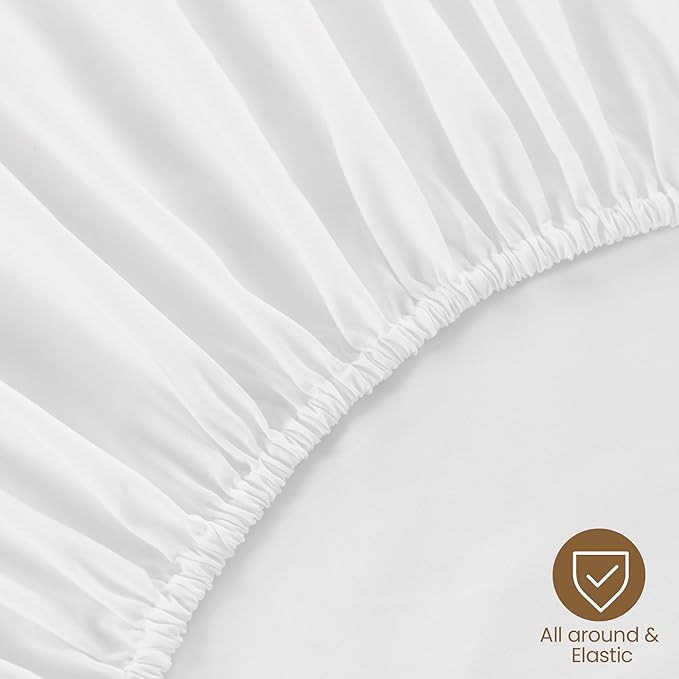 Rose&RISY White Queen Fitted Sheet, Soft and Breathable - Image 5