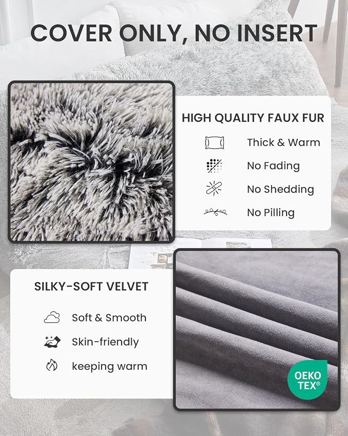 ZonLi Fuzzy Body Pillow Cover, Faux Fur Long Pillow Cover - Image 2