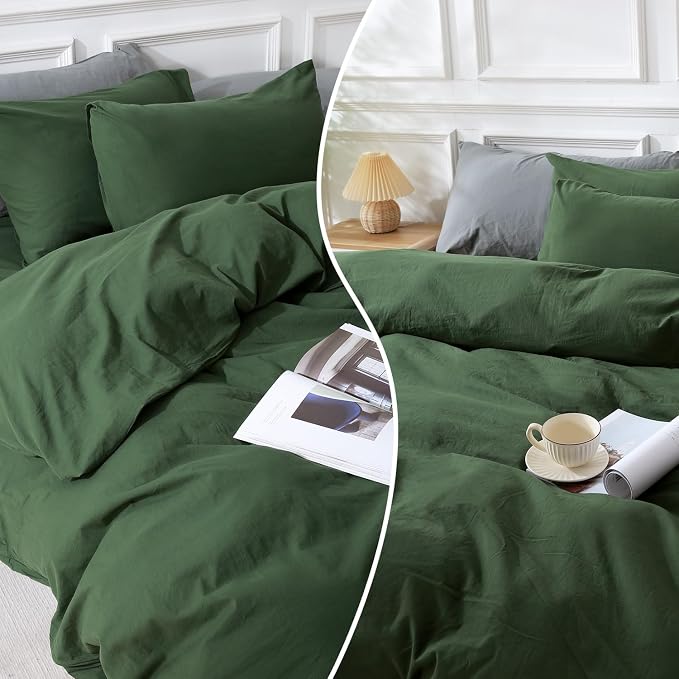 NEXHOME PRO Duvet Cover Set Kids Twin Size Linen Feel Textured Organic Natural - Image 9