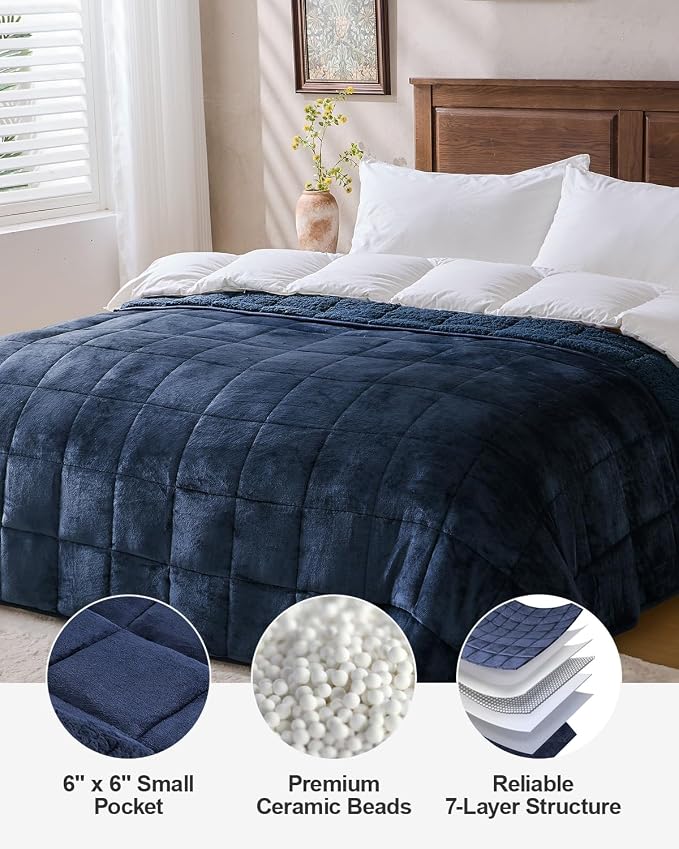 Super Fuzzy Soft Sherpa Fleece Weighted Blanket, 15 lbs Dual Sided Fluffy Heavy - Image 8