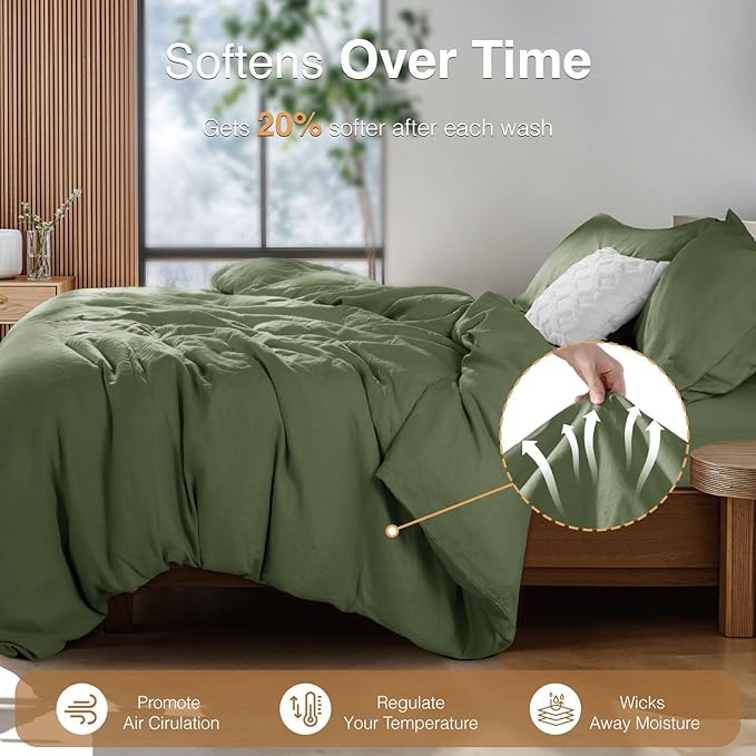 SONORO KATE 100% French Linen Duvet Cover King Size, Soft Breathable - Image 5