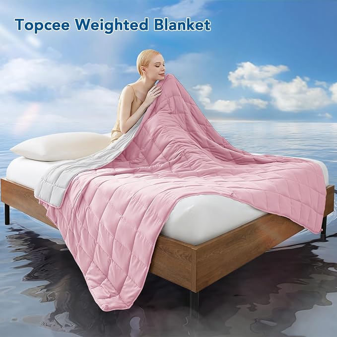 Topcee Weighted Blanket Soft Cooling Heavy Blanket Sleeping, Apply to 190-210 - Image 2
