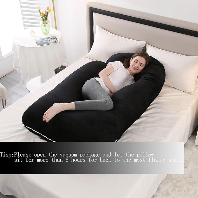 Jcickt Pregnancy Pillow J-Shaped Full Body Pillow, 59 inch - Image 4