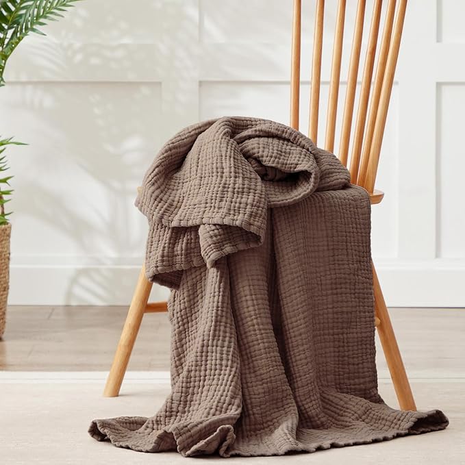 100% Cotton Muslin Blanket Queen 90" x 90", Breathable and Lightweight Cotton - Image 7