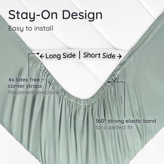 Bambaw 100% Viscose Derived from Bamboo Fitted Sheet Twin Size, 15’’ Deep - Image 5