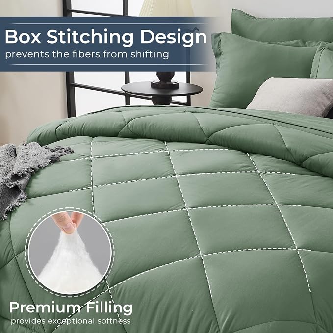 HEVUMYI Sage Green Twin Comforter Set - Image 4
