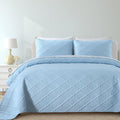 Yiran Ash Blue Quilt Set Queen Size, 3 Piece Reversible Bedspreads Bedding Set by Yiran