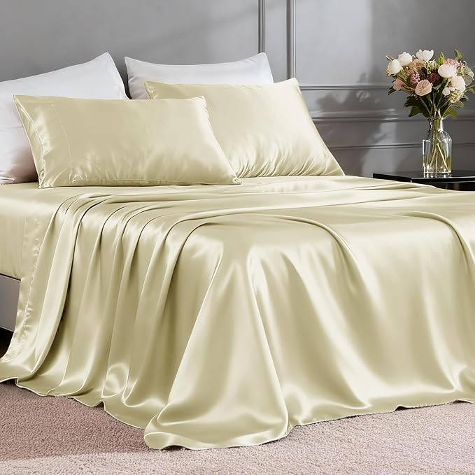 FreshCulture Satin Sheets Twin Size Bed Set by FreshCulture