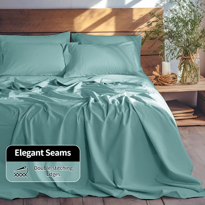 LBRO2M 100% Pure Linen Sheet Set Deep Pocket Up to 16" Bed Sheets Sets - Image 7