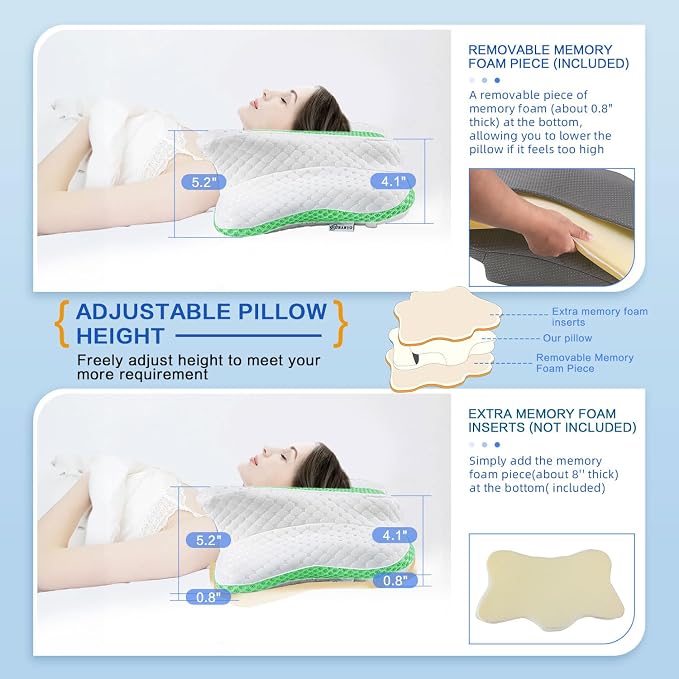Pain Relief Cervical Pillow for Neck Support, Adjustable Ergonomic Pillow Cozy - Image 2