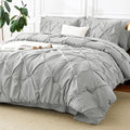 CozyLux Full Size Comforter Sets Light Grey, 7 Pieces Pintuck Bed in A Bag Gray by CozyLux
