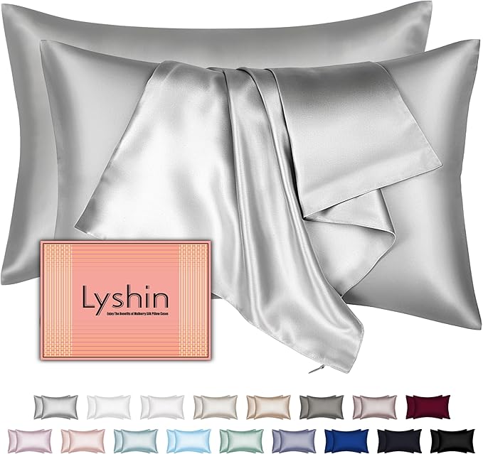 Silk Pillow Cases 2 Pack Standard Size by LYSHINSILKPILLOWCASES
