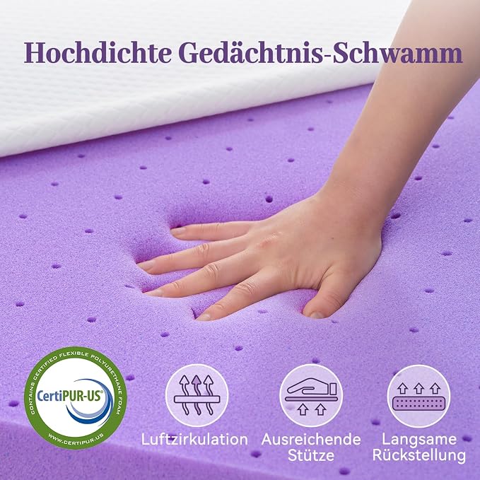 SINWEEK 3 Inch Gel Memory Foam Mattress Topper Full Size, Ventilated High - Image 5