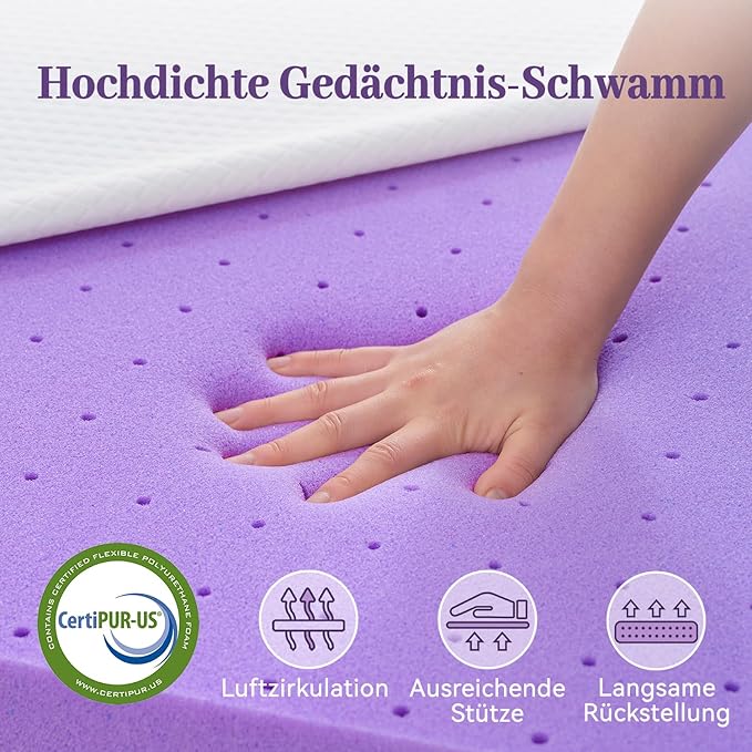 SINWEEK 3 Inch Gel Memory Foam Mattress Topper Twin XL Size - Image 5