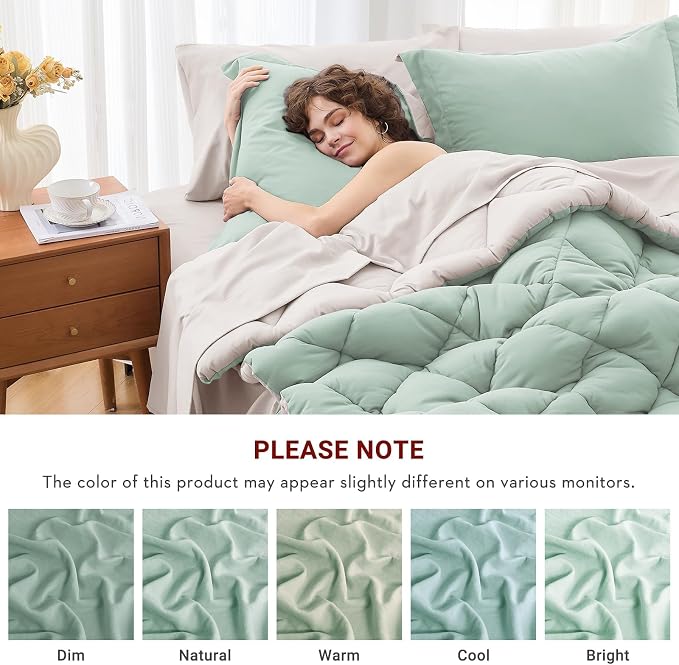 MUXHOMO 7 Pieces Queen Comforter Set, Reversible Bed in a Bag Queen Size - Image 4