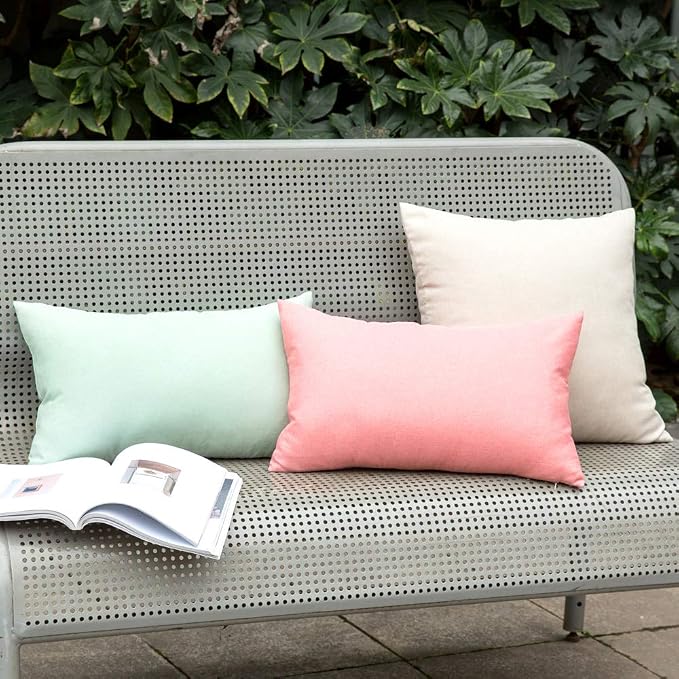 MIULEE Pack of 2 Decorative Outdoor Solid Waterproof Throw Pillow Covers Faux - Image 8