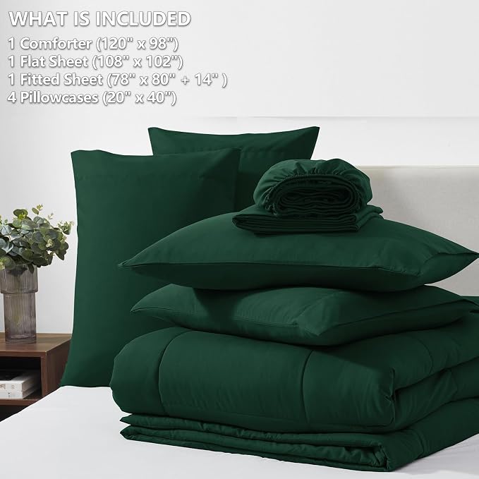 CozyLux Oversized King Comforter Sets Emerald Green, 7 Pieces Bed in a Bag - Image 6