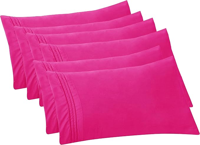 Elegant Comfort 6-PACK Solid Pillowcases 1500 Premium Hotel Quality Microfiber by ELEGANTCOMFORT