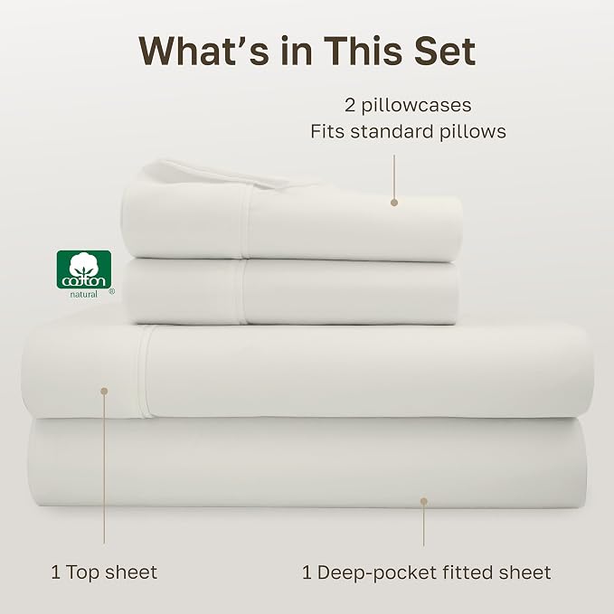 California Design Den Soft 100% Cotton Full Sheet Set, 400 Thread Count Good - Image 4