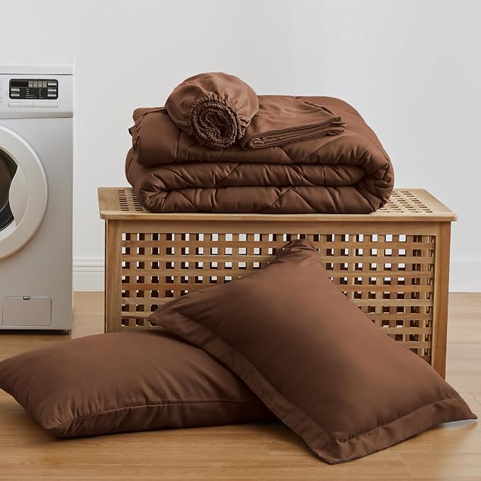 Love's cabin Twin XL Comforter Set Brown, 5 Pieces Twin XL Bed in a Bag - Image 9