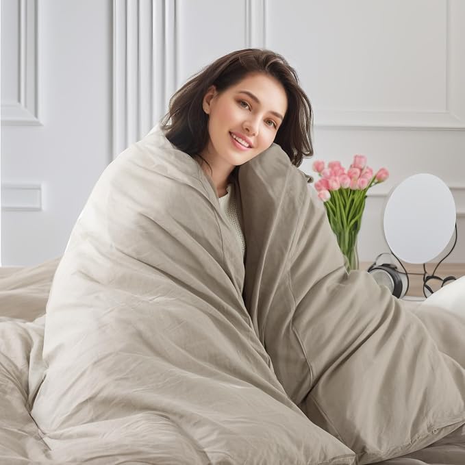 NEXHOME PRO 100% Washed Cotton Duvet Cover Queen Size, Ogranic Natural Linen - Image 7
