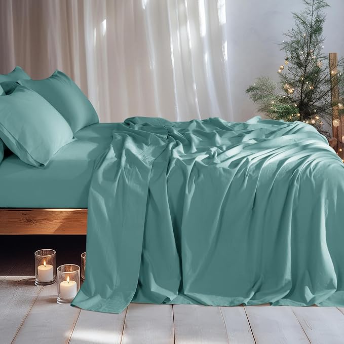 LBRO2M 100% Pure Linen Sheet Set Deep Pocket Up to 16" Bed Sheets Sets - Image 4