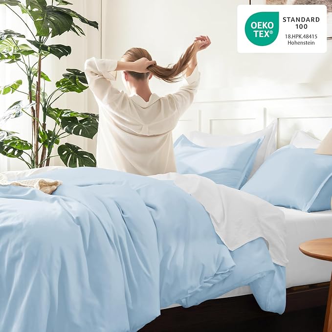 Litanika Comforters Light Blue Full Size, 3 Pieces Lightweight Solid Bedding - Image 4