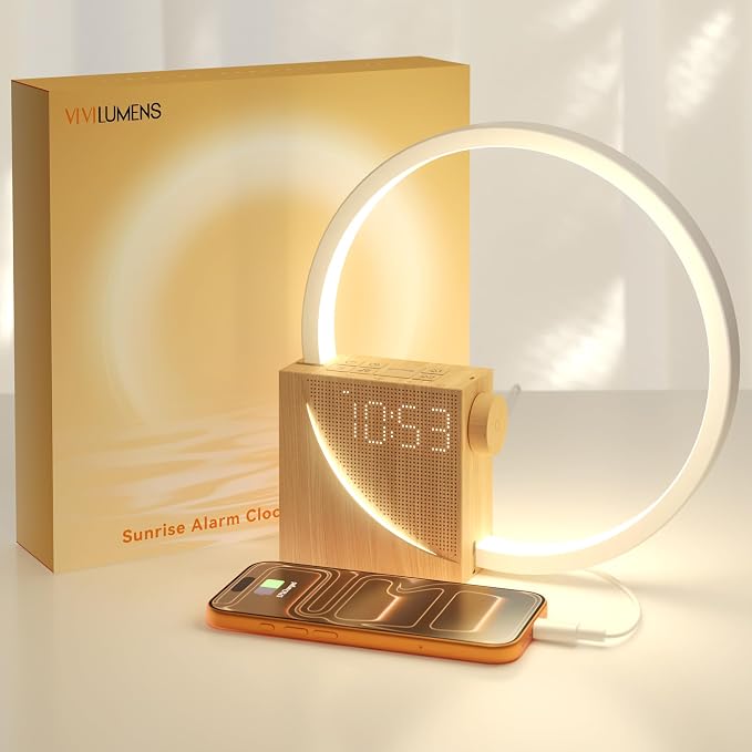 Vivilumens Sunrise Alarm Clock Sound Machine Nightlight, Gradual Wake Up Light by LightUpExquisiteLife