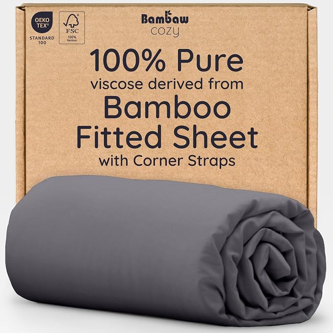 Bambaw 100% Viscose Derived from Bamboo Queen Size Fitted Sheet, Deep Pocket by Bambaw