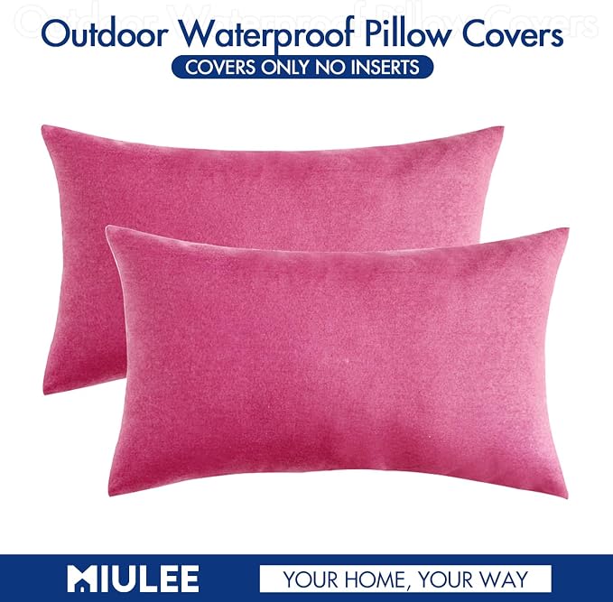 MIULEE Pack of 2 Decorative Outdoor Solid Waterproof Throw Pillow Covers Faux - Image 6