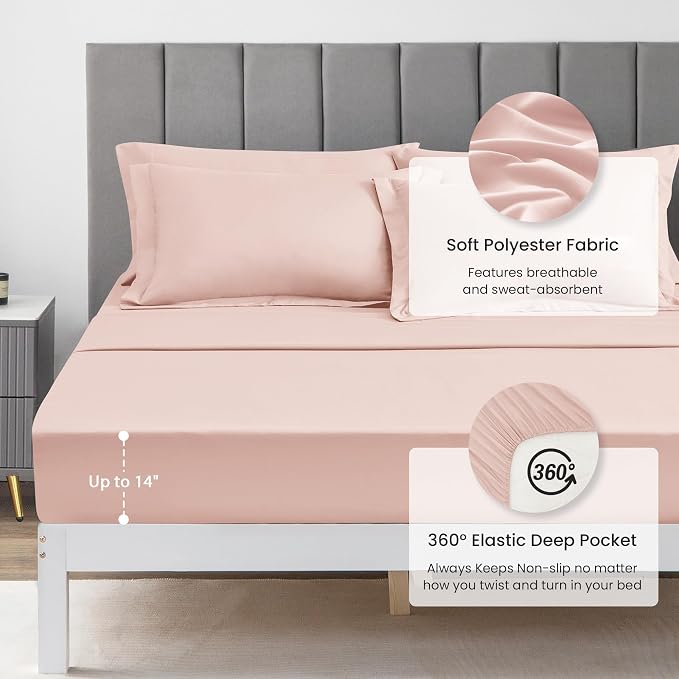 Love's cabin Full Comforter Set Pink, 7 Pieces Full Bed in a Bag, All Season - Image 4
