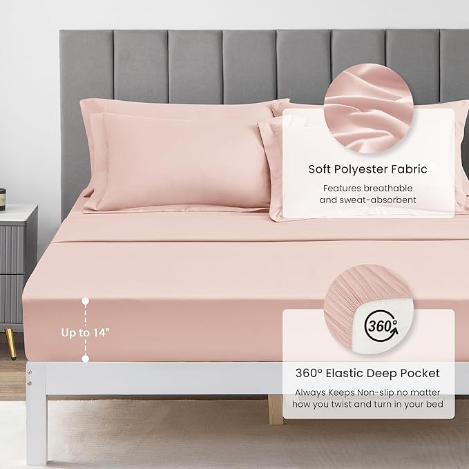 Love's cabin Queen Comforter Set Pink, 7 Pieces Queen Bed in a Bag, All Season - Image 4