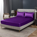 Homiest Purple Satin Fitted Sheet Queen Size, Deep Pocket, Luxury & Ultra Soft by Homiest