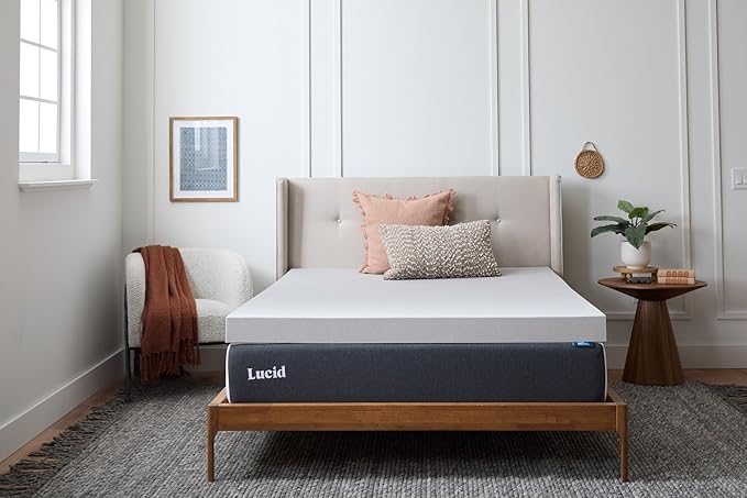 Lucid 4 Inch Bamboo Charcoal Infused Memory Foam Mattress Topper by Lucid