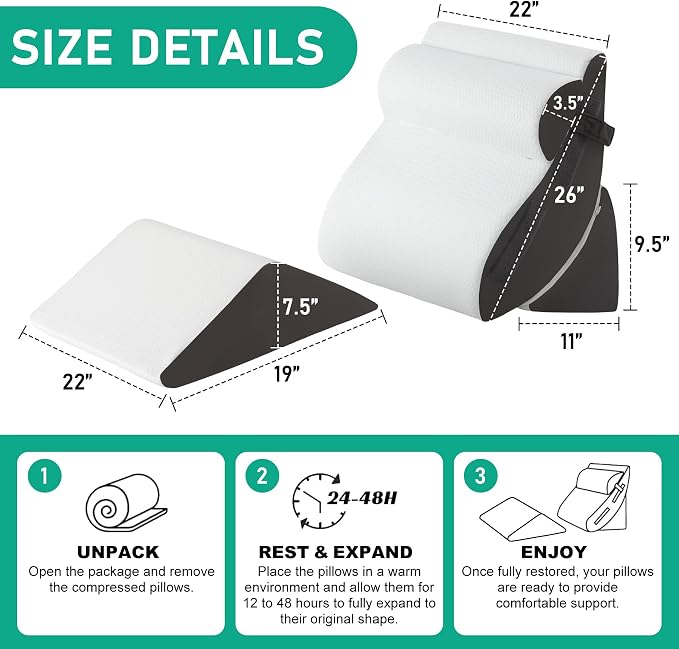 4PCS Wedge Pillow Set for After Surgery, Orthopedic Bed Wedge Pillow for Back - Image 2