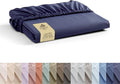 Linen Home 100% Cotton Percale Weave Fitted Sheet, Queen Size, Dark Blue by LINENHOME