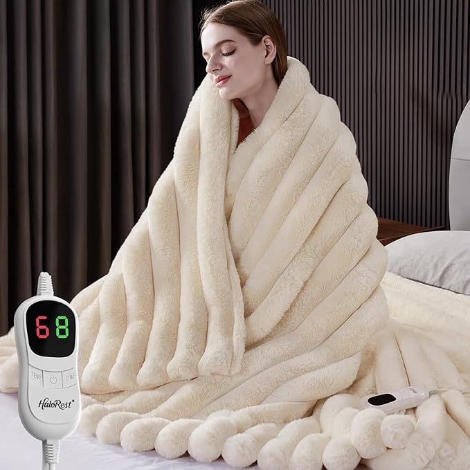 Heated Blanket Twin Size, Faux Fur Cozy Heating Blanket by Unknown