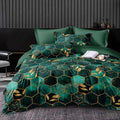 Nanko Emerald Dark Green Gold Printed Queen Size Comforter Set 3 Pcs by NANKO