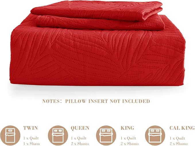 Exclusivo Mezcla California King Quilt Bedding Set, Lightweight Red Quilts Cal - Image 6