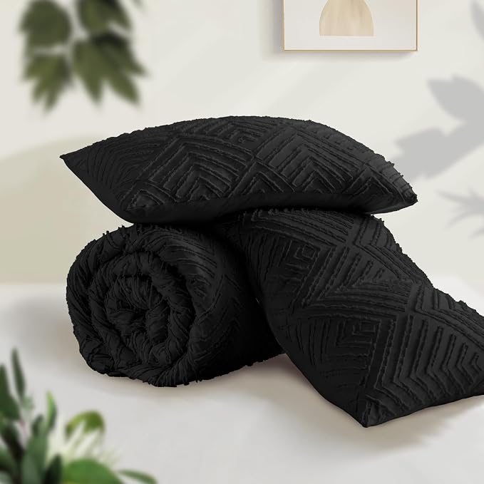 Andency Black Comforter Set Queen, Lightweight Fluffy Bedding Comforter Sets - Image 3
