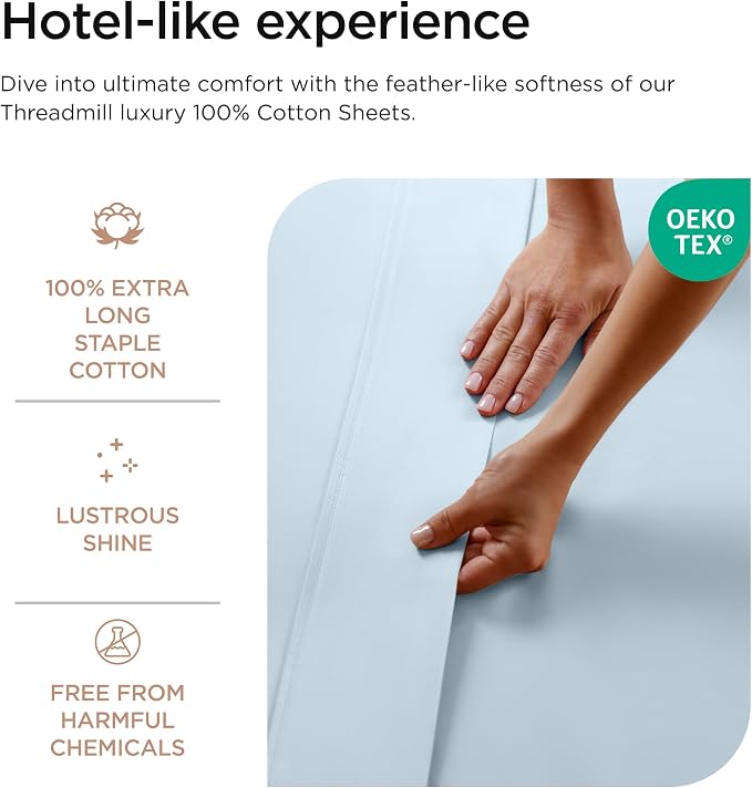 Threadmill Luxury 800 Thread Count King 100% Cotton Sheets - Image 3