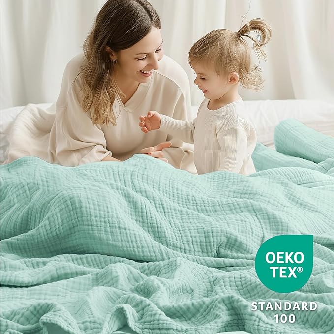 100% Cotton Muslin Blanket Twin 66" x 90", Breathable and Lightweight Cotton - Image 4