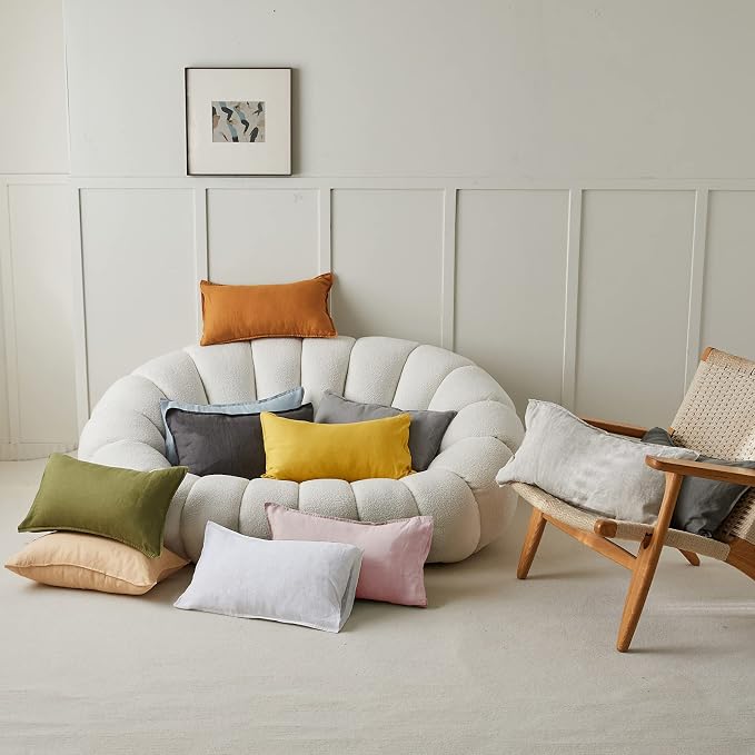 Simple&Opulence 100% Linen Lumbar Pillow Cover 12 x 20 Inches Set of 2 - Image 8