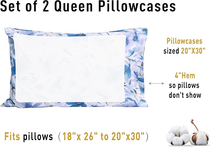 Sunflower Queen Pillowcases Set of 2, 100% Cotton Queen Size Pillow Cases 2 - Image 6