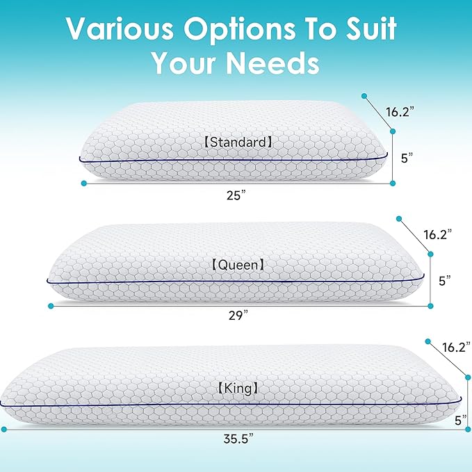 CushyOasis Memory Foam Pillows for Side, Back and Stomach Sleepers, Bed Pillow - Image 3