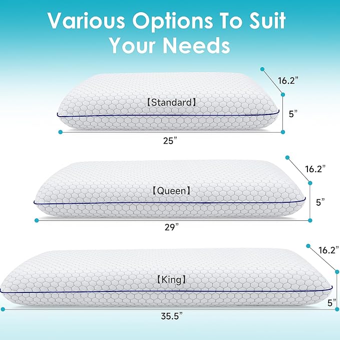 CushyOasis Memory Foam Pillows for Side, Back and Stomach Sleepers, Bed Pillow - Image 3